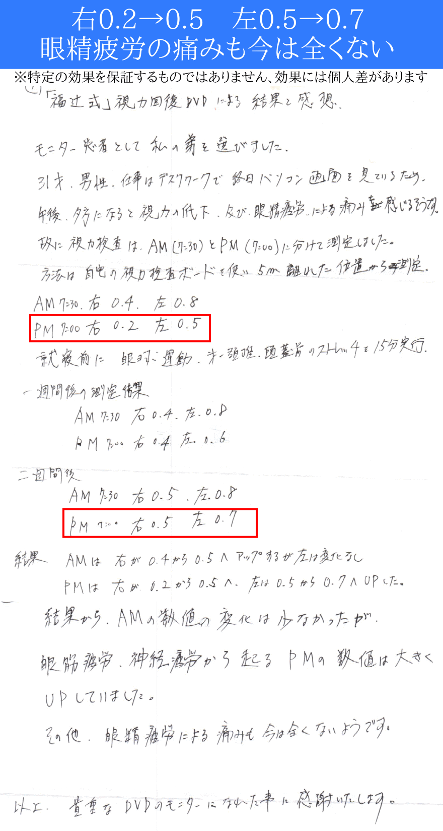 視力回復DVD実践者様のお客様の声18