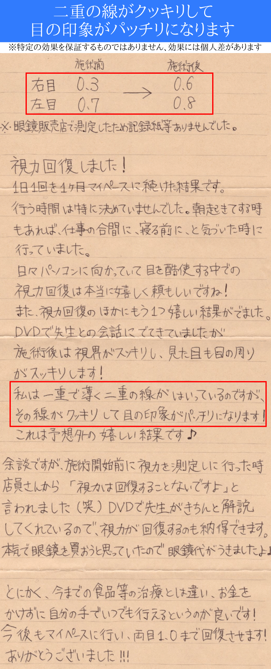 視力回復DVD実践者様のお客様の声20