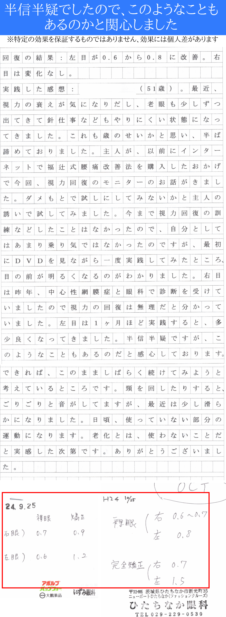 視力回復DVD実践者様のお客様の声22