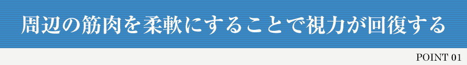 POINT 01 周辺の筋肉を柔軟にすることで視力が回復する