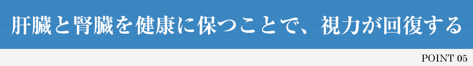 POINT 05 肝臓と腎臓を健康に保つことで、視力が回復する